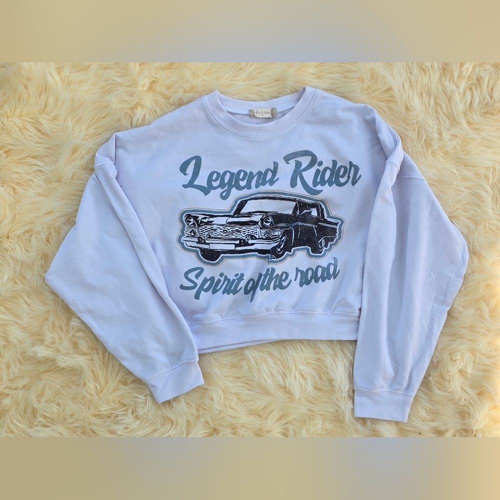 Legend Rider Altar'd State XS Ladies Sweatshirt - White Car Crop Sweatshirt